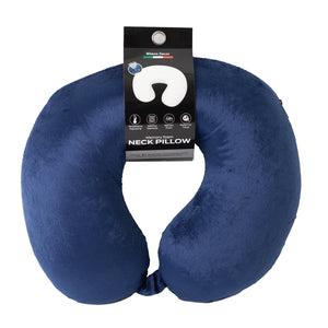 Decor Memory Foam Travel Neck Pillow | Clip Cushion Support | Soft | Blue