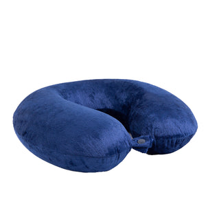 Decor Memory Foam Travel Neck Pillow | Clip Cushion Support | Soft | Blue
