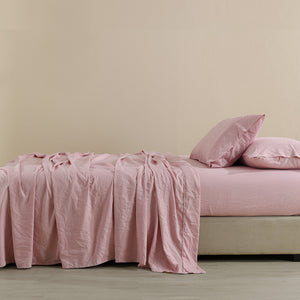 Flax Linen Blend Sheet Set | Luxury Breathable Ultra Soft Bedding | King | Mauve