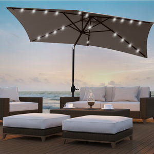 Arcadia Furniture Umbrella | 3 Metre Umbrella with Solar LED Lights | Garden Yard | Charcoal