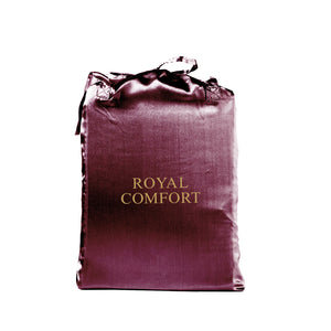 Satin Sheet Set | 3 Piece Fitted Sheet & Pillowcase | Soft | King | Malaga Wine