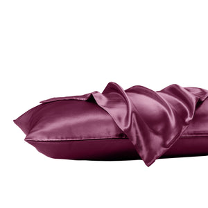 Satin Sheet Set | 3 Piece Fitted Sheet & Pillowcase | Soft | King | Malaga Wine