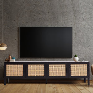 Casa Decor Tulum Rattan Entertainment Unit | TV Stand Cabinet | Storage | Black