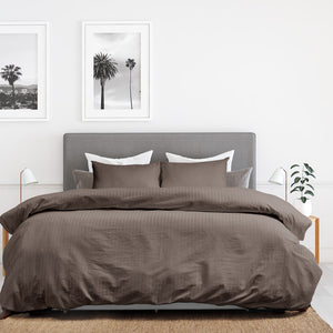 Kensington 1200 Thread Count 100% Cotton Stripe Quilt Cover Set | King | Charcoal