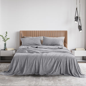 Polar Fleece Flannel Sheet Set | Ultra Soft Plush Cozy | Single | Grey