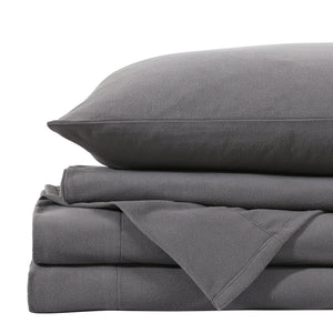 Polar Fleece Flannel Sheet Set | Ultra Soft Plush Cozy | Single | Charcoal