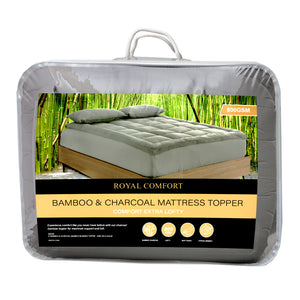 Charcoal Bamboo Blend Topper | 800GSM | 45cm Skirt | Luxury Bedding | Queen | Charcoal