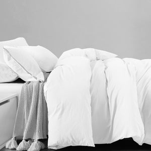 100% Jersey Cotton Quilt Cover Set | Ultra Soft Bedding | Luxurious | King | White