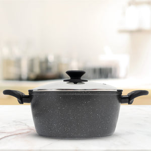 Stone Chef Forged Casserole With Lid | Cookware | Kitchen | Black | 24cm