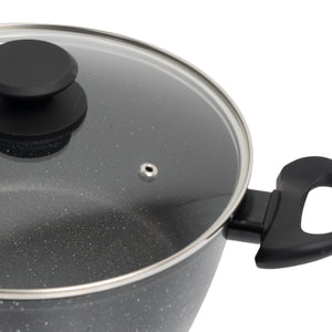 Stone Chef Forged Casserole With Lid | Cookware | Kitchen | Black | 24cm