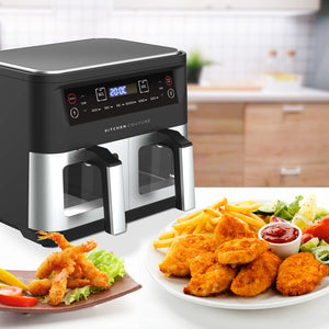 Kitchen Couture Dual View 2 x 5 Litre (10 Litre) Air Fryer | Stainless Steel | Dual Basket