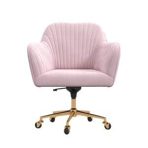 Casa Decor Arles Velvet Office Chair | Mid Back Swivel | Height Adjustable | Blush