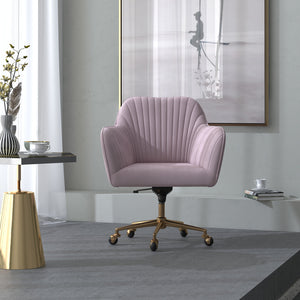 Casa Decor Arles Velvet Office Chair | Mid Back Swivel | Height Adjustable | Blush
