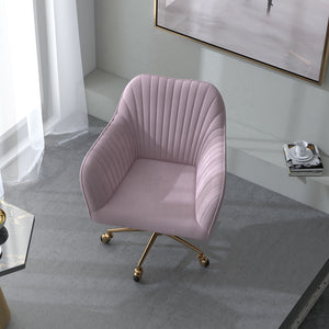 Casa Decor Arles Velvet Office Chair | Mid Back Swivel | Height Adjustable | Blush