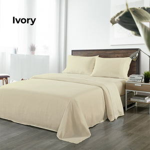Bamboo Blended Sheet & Pillowcases Set | 1000TC Ultra Soft Bedding | King | Ivory