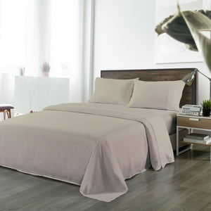 Bamboo Blended Sheet & Pillowcases Set | 1000TC Ultra Soft Bedding | King | Warm Grey