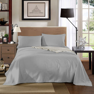 Kensington 1200 Thread Count 100% Egyptian Cotton Sheet Set | Stripe Hotel Grade | Queen | Silver