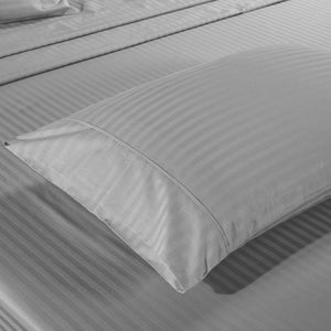 Kensington 1200 Thread Count 100% Egyptian Cotton Sheet Set | Stripe Hotel Grade | King | Silver