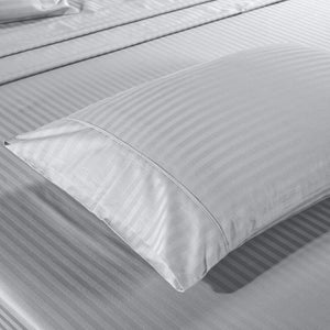 Kensington 1200 Thread Count 100% Egyptian Cotton Sheet Set | Stripe Hotel Grade | King | Silver
