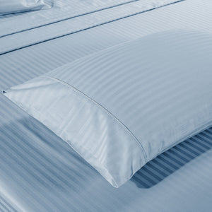 Kensington 1200 Thread Count 100% Egyptian Cotton Sheet Set | Stripe Hotel Grade | King | Chambray