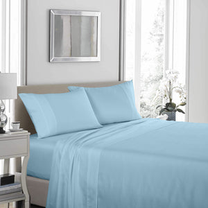1200 Thread Count Sheet Set | 4 Piece Ultra Soft Satin Weave Finish | King | Sky Blue