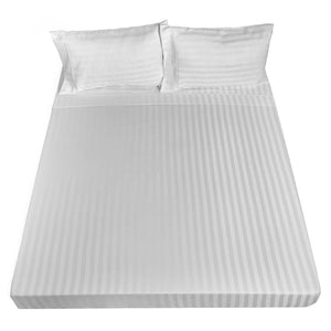 1200TC Sheet Set | Damask Cotton Blend | Ultra Soft Sateen Bedding | Queen | White