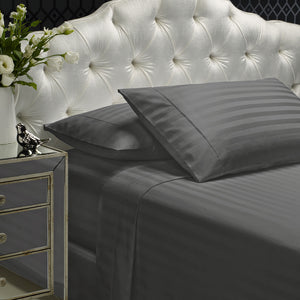 1200TC Sheet Set | Damask Cotton Blend | Ultra Soft Sateen Bedding | Queen | Charcoal Grey