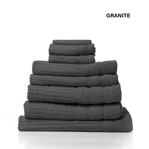 Eden Egyptian Cotton 600GSM 8 Piece Luxury Bath Towels Set | Granite