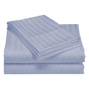 1200TC Quilt Cover Set | Damask Cotton Blend Luxury Sateen Bedding | King - Blue Fog