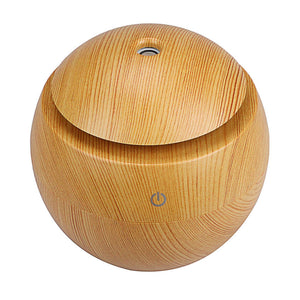 Ultrasonic USB Diffuser | 10 Aroma Oils | Humidifier | LED Light | 130ml | Light Wood
