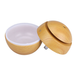 Ultrasonic USB Diffuser | 10 Aroma Oils | Humidifier | LED Light | 130ml | Light Wood