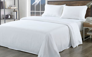Bamboo Blend Sheet Set 1000TC | Ultra Soft | King | White & Bamboo Pillows 2 Pack