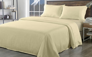 Bamboo Blend Sheet Set 1000TC | Ultra Soft | King | Ivory & Bamboo Pillows 2 Pack