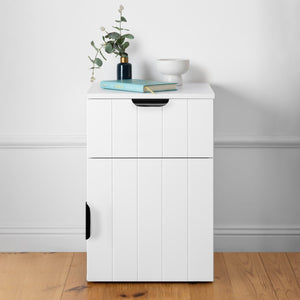 PORTO BEDSIDE TABLE | White | VJ Panel | Pull Black