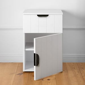 PORTO BEDSIDE TABLE | White | VJ Panel | Pull Black