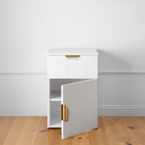PORTO BEDSIDE TABLE | White | VJ Panel | Pull Brass