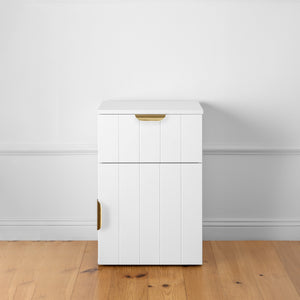 PORTO BEDSIDE TABLE | White | VJ Panel | Pull Brass