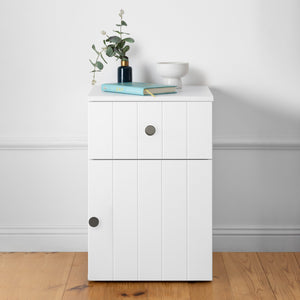 PORTO BEDSIDE TABLE | White | VJ Panel | Round Black