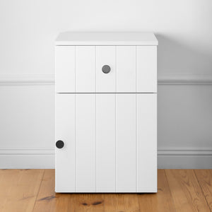 PORTO BEDSIDE TABLE | White | VJ Panel | Round Black