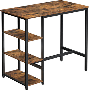 Dining Table with 3 Shelves | Industrial Style Stable Steel Structure | 109 x 60 x 100 cm | Rustic Brown
