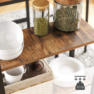 Dining Table with 3 Shelves | Industrial Style Stable Steel Structure | 109 x 60 x 100 cm | Rustic Brown