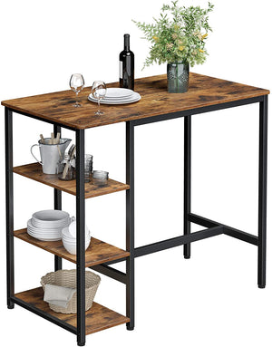 Dining Table with 3 Shelves | Industrial Style Stable Steel Structure | 109 x 60 x 100 cm | Rustic Brown