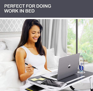 Laptop Bed Desk with Storage | Foldable Legs | For Adults, Kids & Home Office