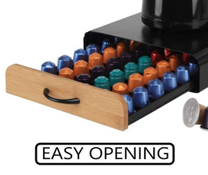 CARLA HOME Coffee Pod Holder | Storage Drawer | Compatible with 60 Nespresso Pods | Kitchen Storage & Organisation | Natural
