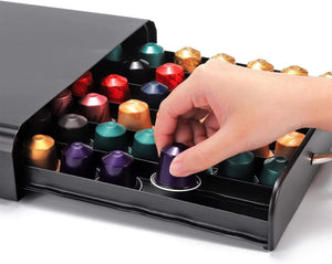 CARLA HOME Coffee Pod Holder | Storage Drawer | Compatible with 60 Nespresso Pods | Kitchen Storage & Organisation | Black