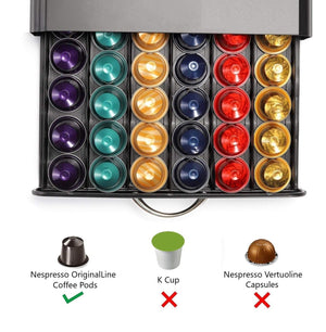 CARLA HOME Coffee Pod Holder | Storage Drawer | Compatible with 60 Nespresso Pods | Kitchen Storage & Organisation | Black