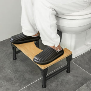 Toilet Stool | Bamboo | Foldable + Adjustable Height | Non-Slip Bathroom Step