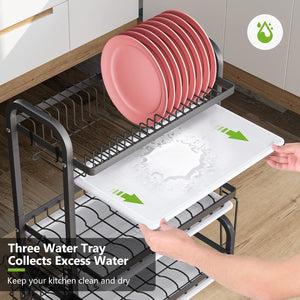 Dish Drying Rack 3 Tier Large Capacity | Kitchen Storage with Utensil & Cutting Board Holder