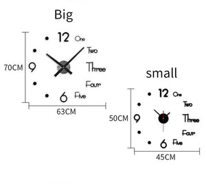 DIY Wall Clock | Modern Frameless | Large 3D Wall Watch | Giant Roman Numerals for Home Living Room and Bedroom | Small