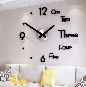 DIY Wall Clock | Modern Frameless | Large 3D Wall Watch | Giant Roman Numerals for Home Living Room and Bedroom | Small